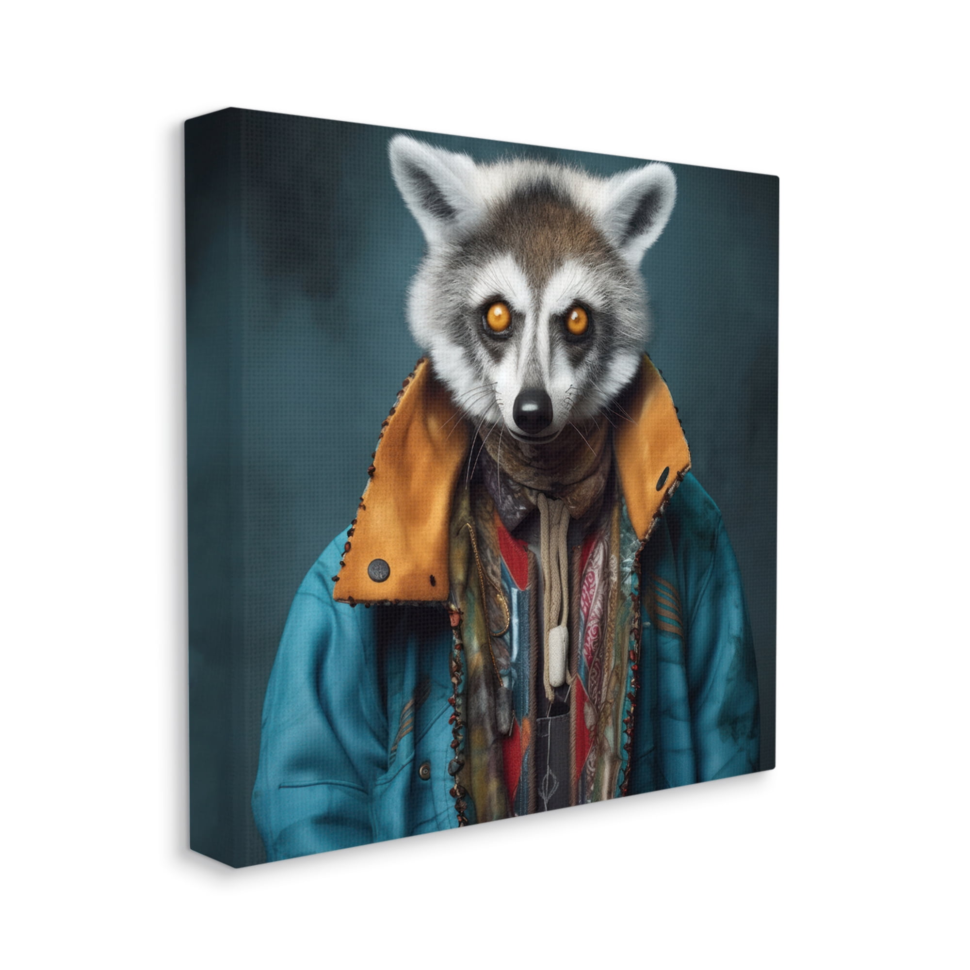 Stupell Industries Raccoon with Stylish Jacket Animals & Insects Painting Gallery Wrapped Canvas Art Print Wall Art, 30 x 30