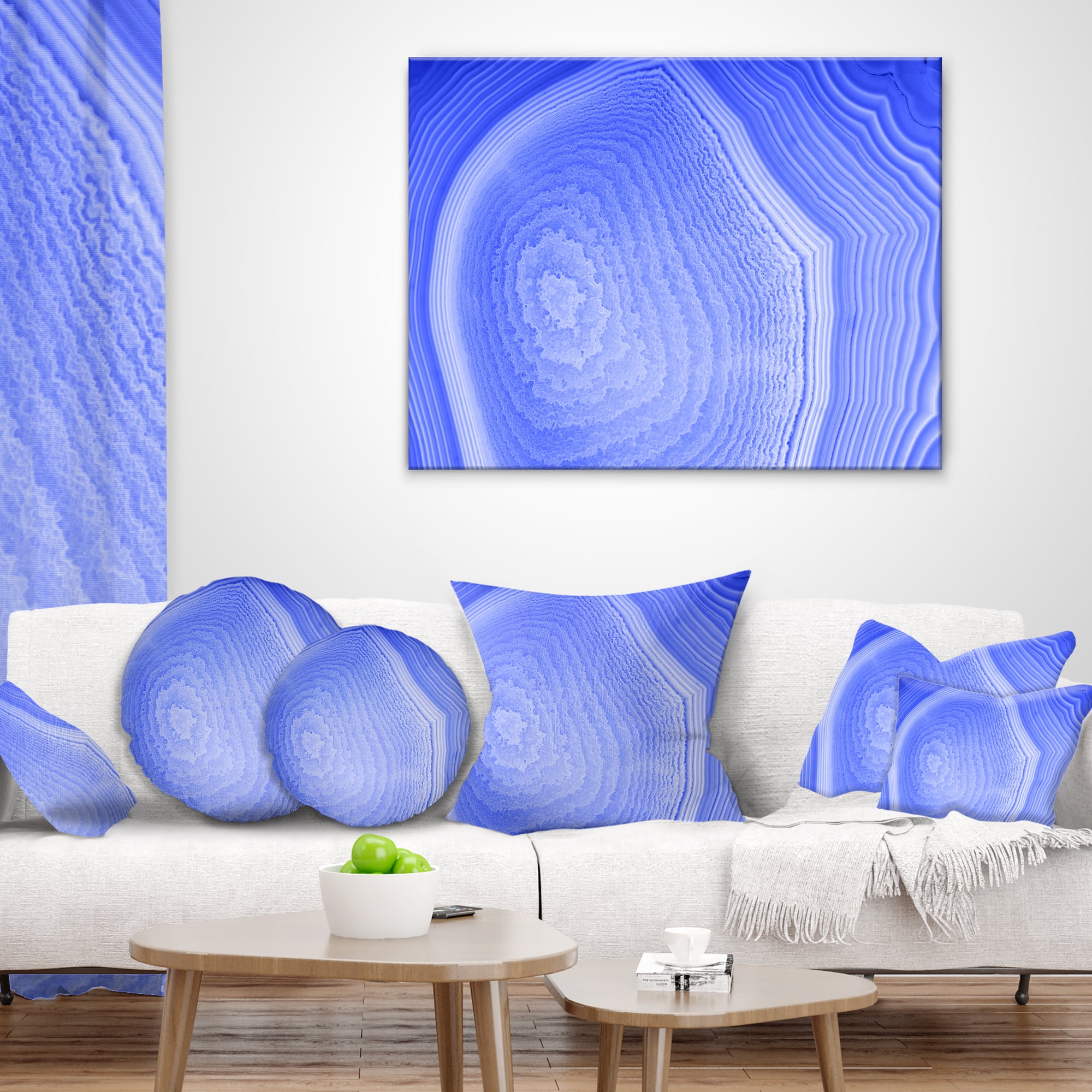 Designart Dark Blue Agate Structure - Abstract Throw Pillow - 12x20