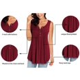thumbnail image 5 of Womens Summer Sleeveless V Neck Solid Color Casual Swing Shirts Flowy Tank Tops Blouses with Buttons, 5 of 5