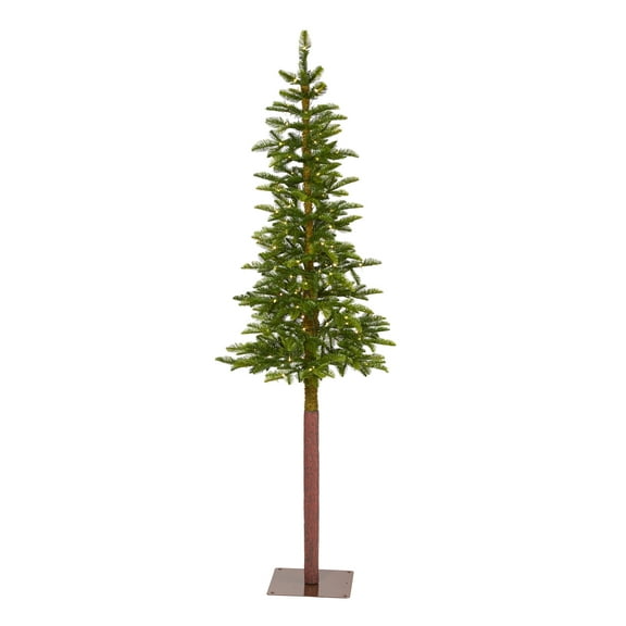Nearly Natural Clear Prelit LED Green Decorated Slim Christmas Tree, 6'