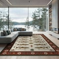 thumbnail image 2 of ODIKA 8'x10' Washable Area Rug Non-Slip Chair-Friendly Mat Fish Fishing Trout Lure Border Cabin Lake Tackle Motif Vintage for Dining Room, Large Office, Lounge, 2 of 7