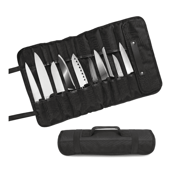 Chef Knife Portable Storage Bag, Heavy-Duty Knife Roll Case for Professional and Home Chefs, Compact Carrying Knife Organizer with Secure Straps and Handle for Kitchen, Culinary office, Camping