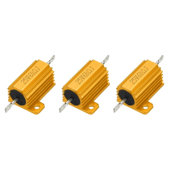 3pcs 25W 60 Ohm 5% Aluminum Housing Case Resistor, Wirewound Resistors Screw Tap Chassis Mounted, Gold