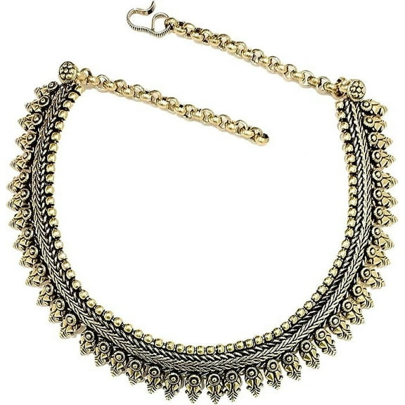 Necklace Indian oxidised golden for women traditional jewellery Chokers metal beaded single line choker fashion jewellery