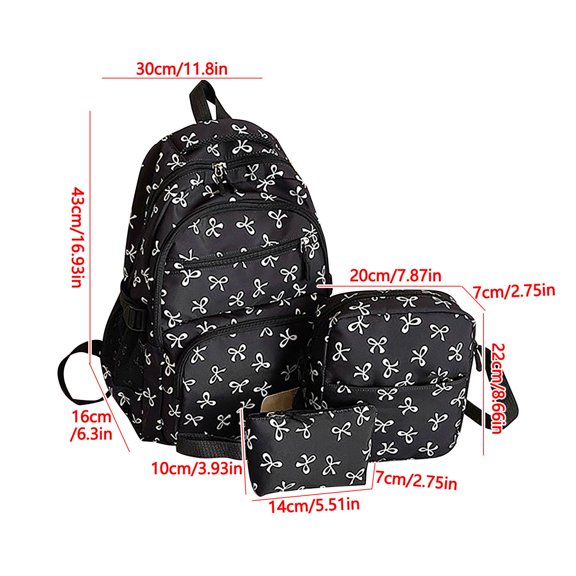 Handbag Set, Large-Capacity Backpack, Shoulder Bag And Tote Three-Piece Set With Bowknot Decoration, Versatile Nylon Material For Work Shopping Travel