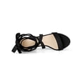 thumbnail image 4 of BLISSFUL STEP Women's Sandals Solid Color Mid Block Heels Lace up Sandals Black 9.5, 4 of 8