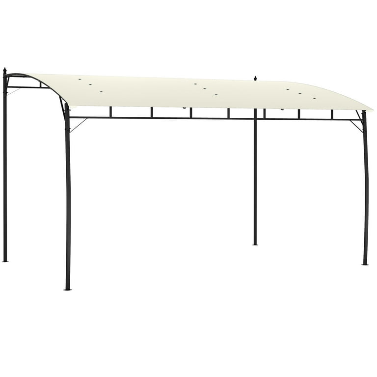 10'x13' Outdoor Pergola With UV-Resistant Canopy - Cream Color Metal Frame Gazebo
