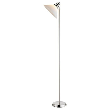 Adesso® Swivel Torchiere Floor Lamp  71-1/2 H  White Shade/Brushed Steel Base