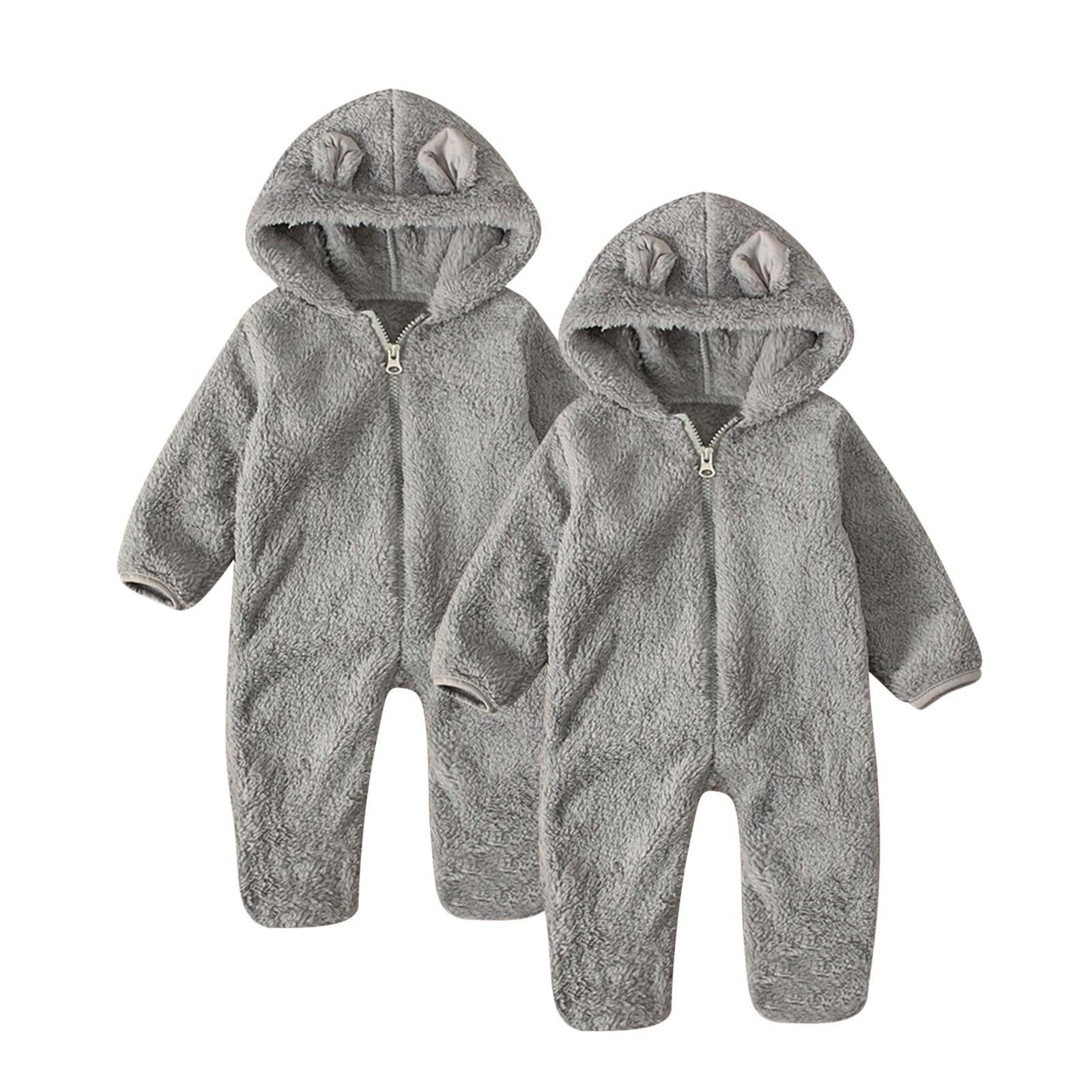 Hzgobj Newborn Infant Baby Boys Girls Winter Snowsuits Warm Clothes 0-12 Months Hoodie Cartoon Flannel Romper Jumpsuit