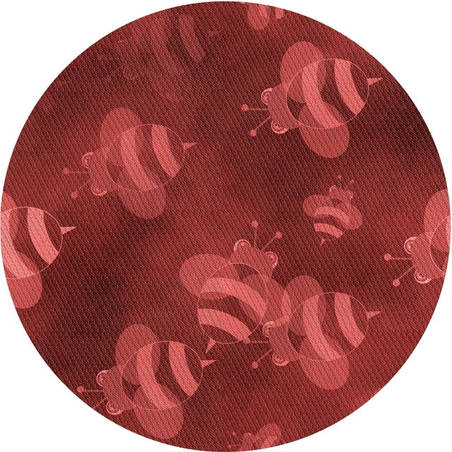 Ahgly Company Tapis Rond Lavable en Machine Intérieur Transitionnel Rouge Tomate, 5 Pieds Rond