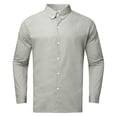 thumbnail image 4 of Aayomet Mens Shirts Male Summer Solid Casual Plus Size Shirt Mens Turn Down Collar Long Sleeve Shirt Mens Linen Shirt Gray,L, 4 of 5