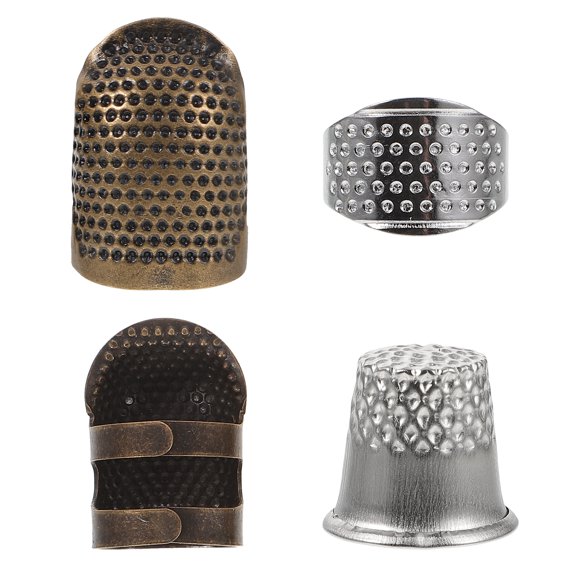 KAKOWELY 2 Sets of Sewing Thimbles Quilting Thimbles Embroidery Craft Tools Metal Thimbles,1.1"X0.59"X0.59"