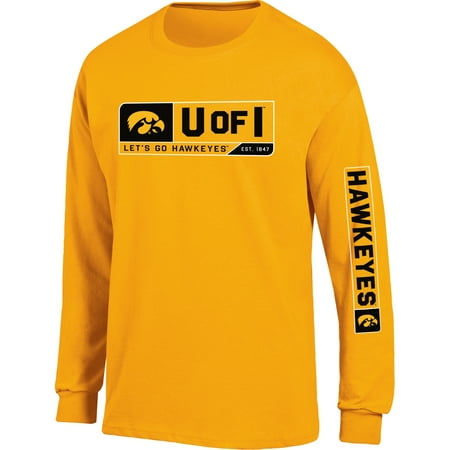 Iowa Hawkeyes Santa - Men's Russell Gold Iowa Hawkeyes Team Long Sleeve T-Shirt
