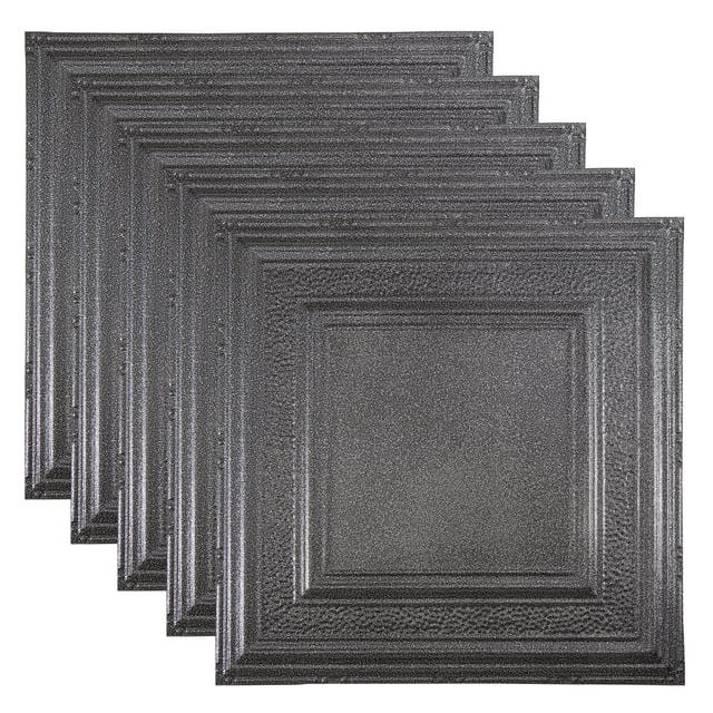 Great Lakes Tin Milwaukee Pewter 2ft x 2ft Nail Up Ceiling Tiles (5 Pack)