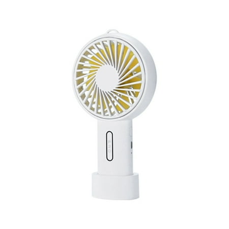 

Mini Handheld Fan Personal Portable Fan 3 Speed Adjustable Angle Detachable Base Lanyard Rechargeable Battery Powered white