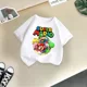 thumbnail image 3 of Camiseta de algodón de verano para niños y niñas con estampado de dibujos animados de Mario, cómoda y informal, con diseño de Sunshine, para juego de bebés y niños, 3 of 5