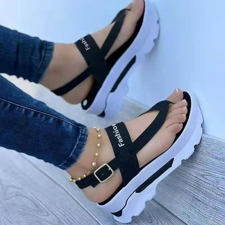 

ZXHACSJ Women s Solid Color Set Flat Bottom Casual Beach Shoes Sandals Women s Shoes Black 41