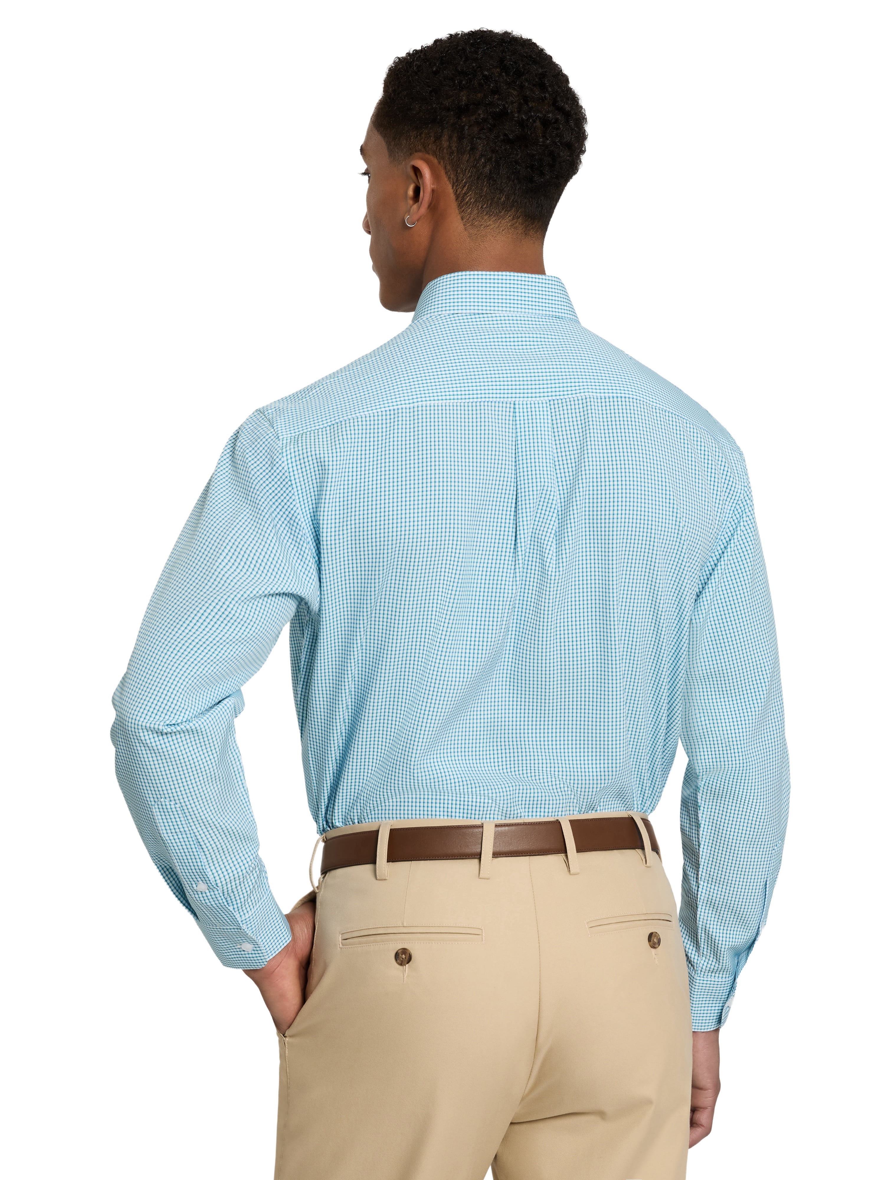 Chaps Men's Long Sleeve Stretch Dress Shirt, Green, Sizes 14x32-17x34