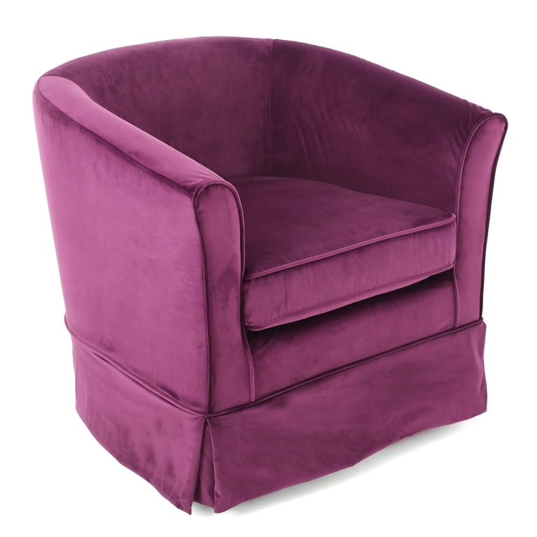 Noble House Celeste Velvet Swivel Chair with Loose Cover Fushsia Red Walmart