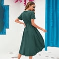 thumbnail image 4 of Maternity Dress For Women Cross V Neck Wrap Lanterntie High Waist A-line Flowy With Belt Dress, 4 of 5