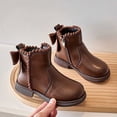 thumbnail image 2 of Viluyesy Girls Ankle Boots Cute Bow Ruffle Trim Side Zipper Non-Slip Comfortable Durable Easy On Off Dress Shoes Brown Size 13 Little Kids, 2 of 9