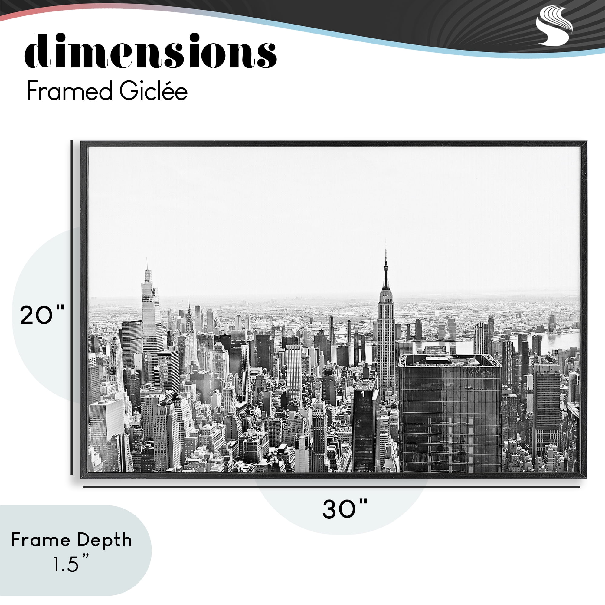 Stupell Industries New York City Scape View Black Framed Giclee Art, design by Kali Wilson