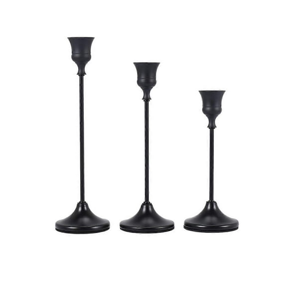 Taper Candle Holders Black Candlestick Set of 3 Candle Stick Long Holder for Fireplace Dining Table