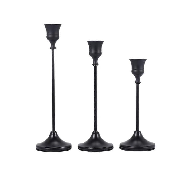 Taper Candle Holders Black Candlestick Set of 3 Candle Stick Long Holder for Fireplace Dining Table