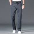 thumbnail image 2 of Blekii Men's Stretch Dress Pants, Loose Straight Leg Casual Trousers for Office, Breathable Summer Business Pants, Elastic Waist for Comfort, Smart Casual Bottoms for Work Or Formal Events Grey, 2 of 9