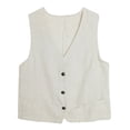 thumbnail image 7 of WNEGSTG Vests for Women 2023 Spring and Autumn Linen Vest Sleeveless Casual Vest Solid Sweetheart Cotton Linen Short Coat, 7 of 7