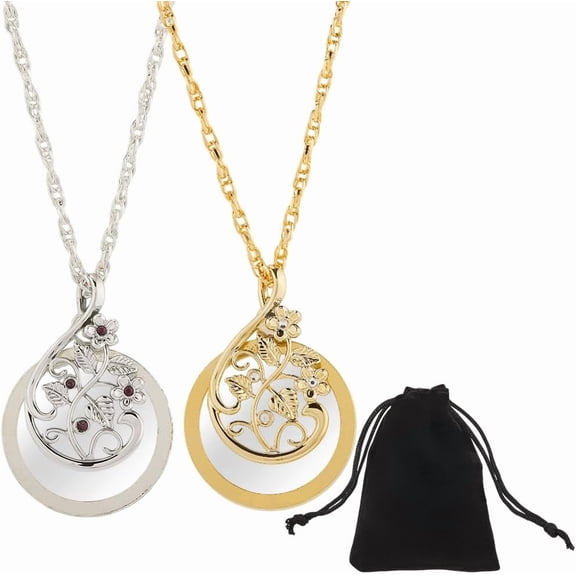 1 Box 2Pcs 4.5X Magnifying Glass Necklace Magnifier Necklace Alloy Bling Flower Vintage Long Chain Page Reading Pendants Charms Findings for Jewelry Pendants Supplies DIY Crafts Colorful