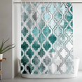 thumbnail image 2 of Shower Curtain, Moroccan Lattice Teal Gradient Waterproof Polyester Fabric Bath Curtain with Hooks for Bathroom Bathtub Stalls, Watercolor Oil Painting Style 36x72IN, 2 of 9