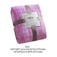 thumbnail image 3 of Wuztai Plaid Solid Color Flannel Blanket Soft Warm, Blue Pink Beige 150x100cm for Couch Lap Car, Cozy Throw Cover, 3 of 7