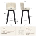 thumbnail image 3 of TEWLOSS Single Beige Counter Stool 27.5" - PU Leather Swivel with Button Tufted Back, 3 of 7