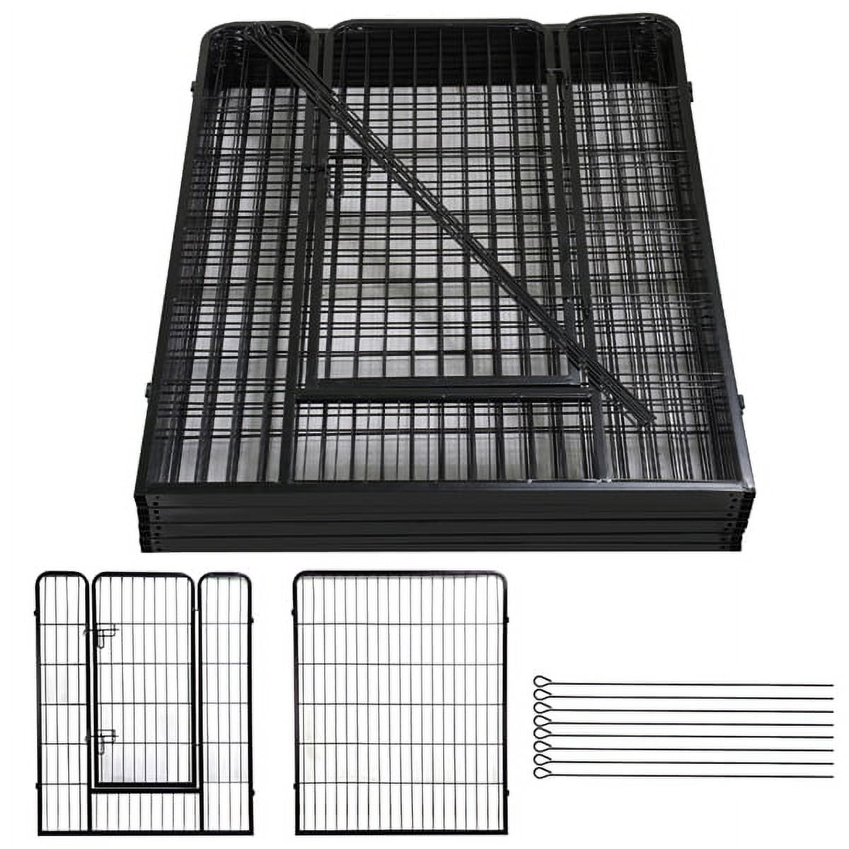 Alden Design 40"H Heavy Duty Black Iron Dog Playpen, 8 Panels