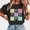 Black, variant on QUNYINEY Pullover Women's T-Shirts Easter Casual Short Sleeve Crew Neck Tops Loose Women Tops