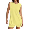 thumbnail image 1 of Zmoon Vêtements d'Été pour Femmes Temu Ample Décontracté Col Rond Débardeur Shorts Ensemble Tricoté Femme, 1 of 9