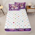 thumbnail image 4 of Manfei Cute Kitten Zipper Twin Comforter Sets with Fitted Sheet and 2 Pillowcases, Romantic Rose Butterfly Zipper Bedding Set, Purple, Polkadot Reversible, 4 Pieces, 4 of 7