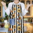thumbnail image 6 of Black White Stripe Orange Leaf Sunflower Apron-Garden Aprons for Women with Pockets-Cotton Linen Waterproof Kitchen Cooking Gardening Aprons Adjustable for Kitchen,Cooking,BBQ and Salon 33x27 Inch, 6 of 7