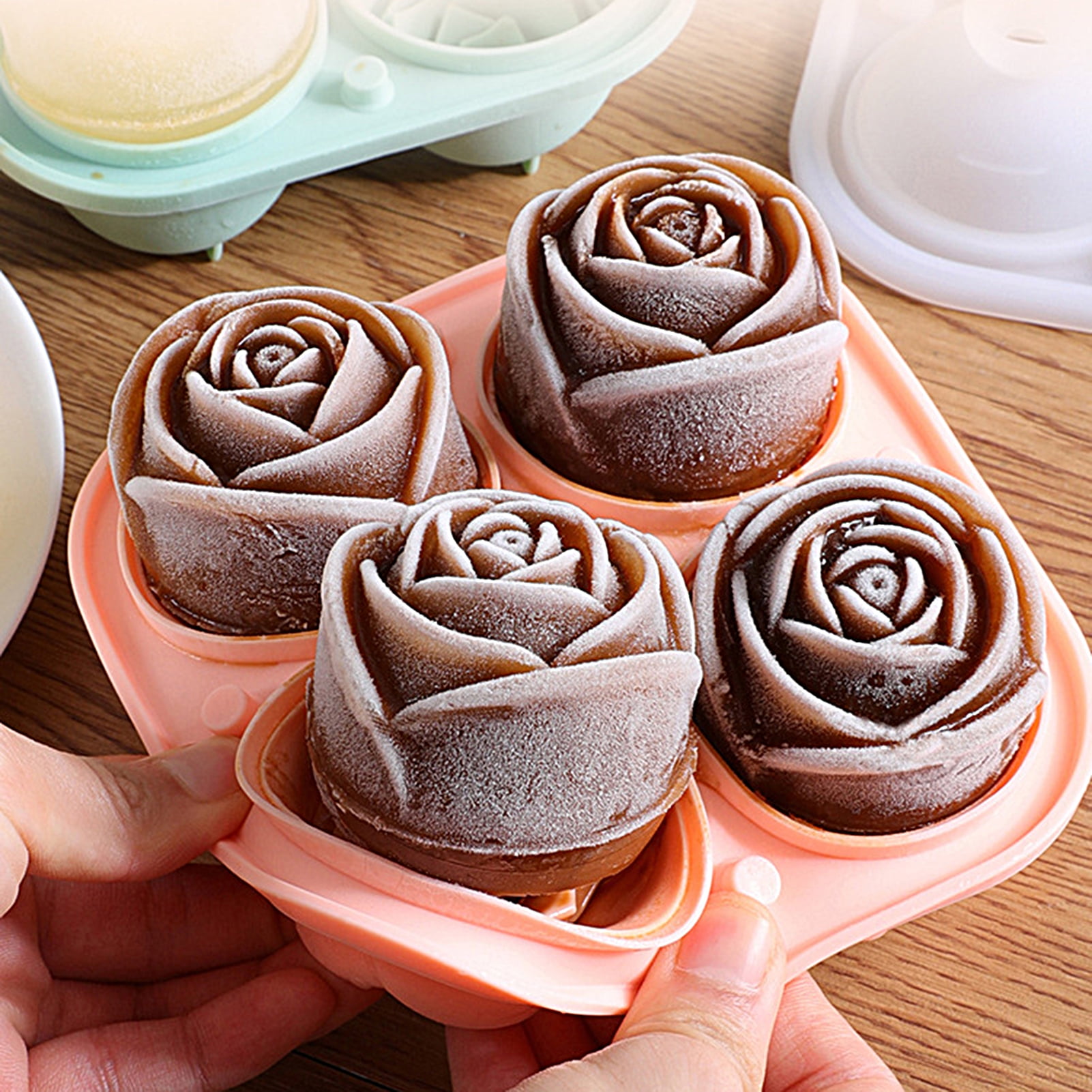 Details about   1pcs Ice Cream Mold Cube Tray Household Use 3D Rose Silicone Mold DIY Ice Maker 