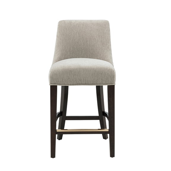 Beever Taupe Chenille Counter Stool with Rubberwood Legs