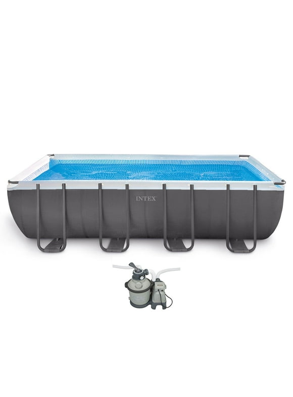 Intex 18ft x 9ft x 52in Ultra Frame Rectangular Above Ground Pool with Pump