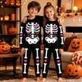 thumbnail image 3 of Kcolen Halloween Gifts Halloween Pajamas 2‑Piece Outfit for Teens, Cute Skeleton Print Long Sleeve Shirt Elastic Long Pants Fall Winter Sleepwear Set, 3 of 8