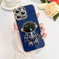 thumbnail image 2 of Compatible with iPhone 15 Pro Max Case 6D Plating Astronaut Hidden Stand Case for Women, Astronaut Folding Bracket Kickstand Soft TPU Shockproof Bumper Case for 15 Pro Max 6.7", Navy Blue, 2 of 12
