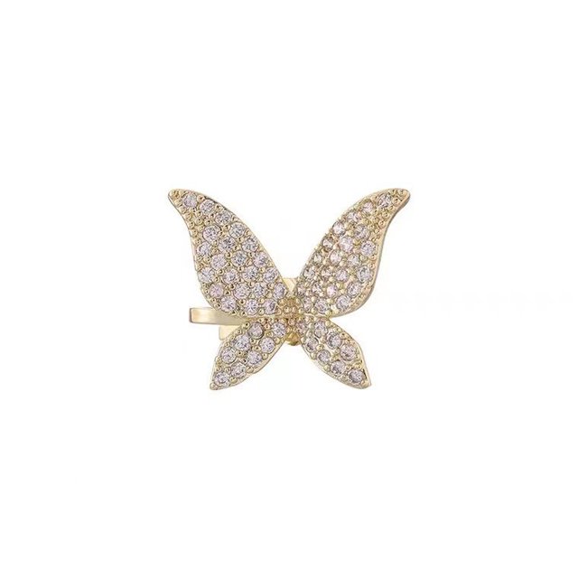 Pendientes de mariposa pavimentados para mujer - Pendientes de mariposa para niñas - Pendientes colgantes de mariposa con diamantes chapados en oro/oro blanco TUNC Sencillez
