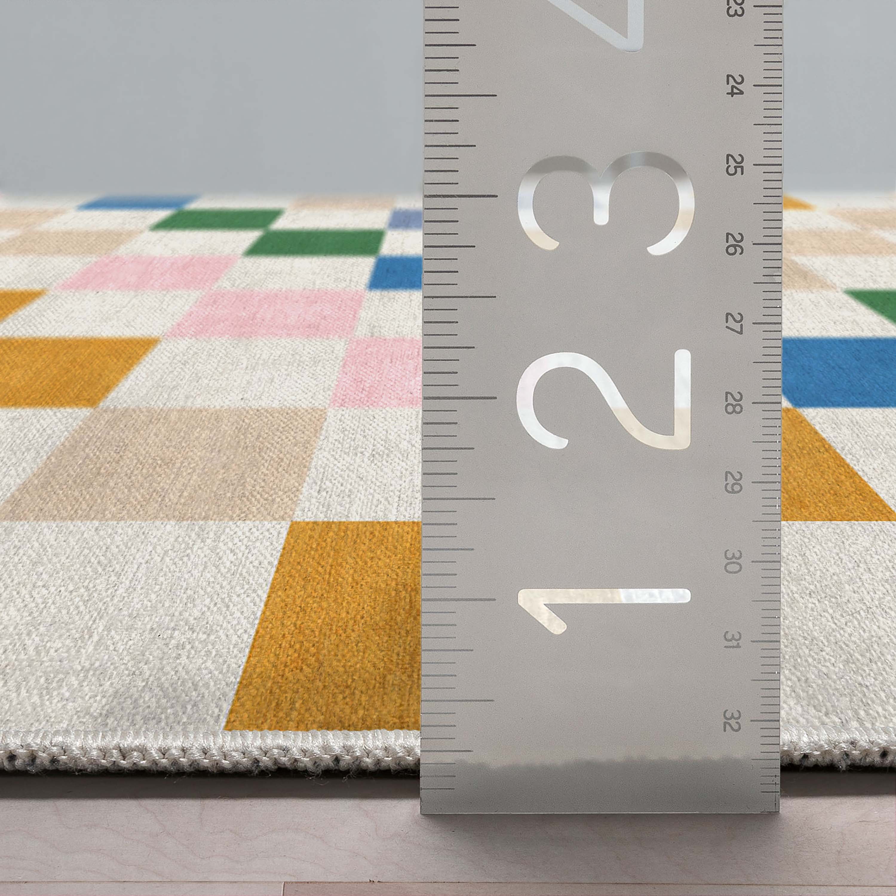 Well Woven Kids Square Geometric Multi Flat Pile Easy to Clean 5' x 7' Area Rug for Living Room Dining Room Bedroom and Kitchen