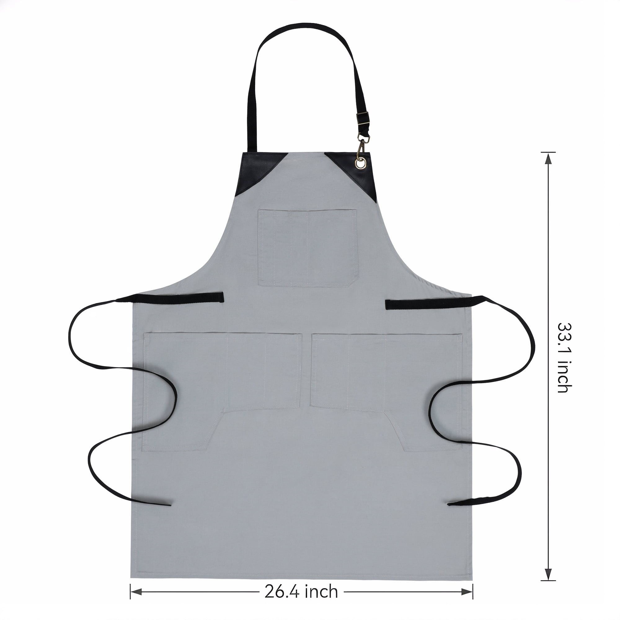 Unique Bargains Adjustable Long Waist Cooking Apron with Pocket for Home and Kitchen Gray