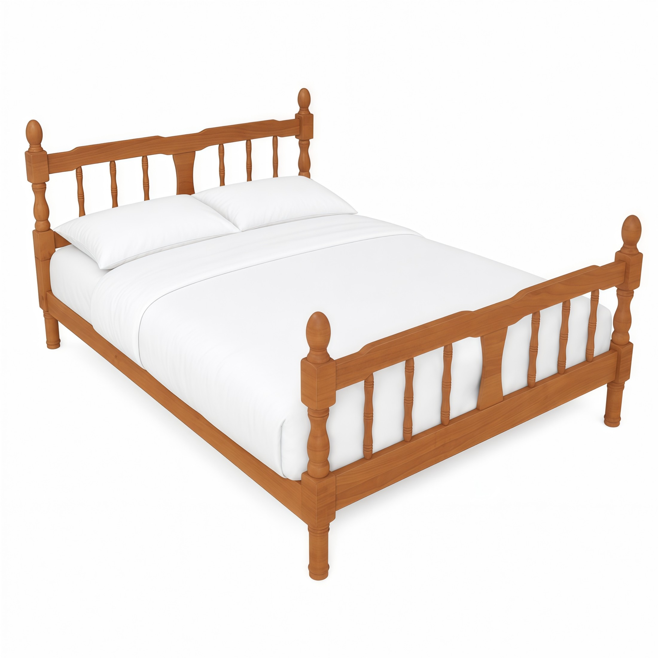 GDF Studio Betty Full Size Wooden Platform Bed Frame with Spindle Headboard, Traditional Farmhouse Style, Walnut