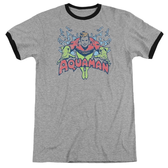 DC Comics Splish Splash Adult Ringer T-Shirt Heather/Black
