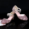 thumbnail image 6 of Staki Pearl Shoes Girls Dress Shoes Glitter Shoes Sequins Rhinestones Bowknot Princess Low Heels Mary Jane Footwear Heels for Girls Pink,11.5 Little Kid, 6 of 7